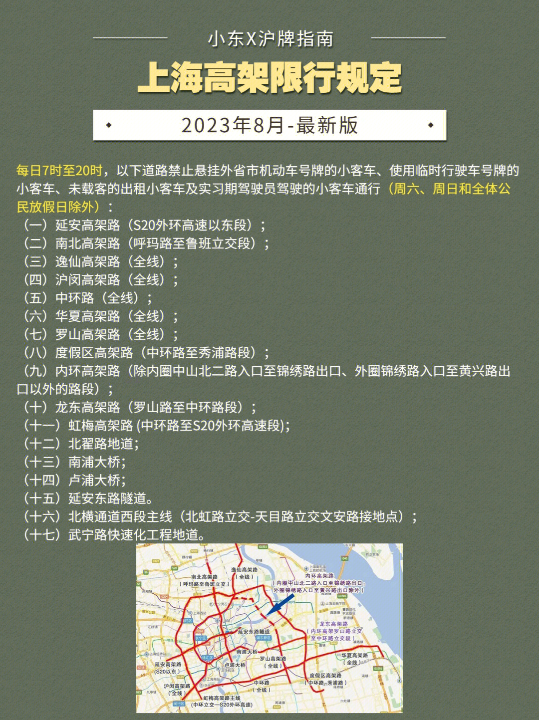 上海最新高架限行时间详解，一篇文章全面掌握限行规定！